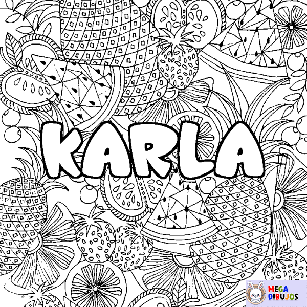 Coloración del nombre KARLA - decorado mandala de frutas