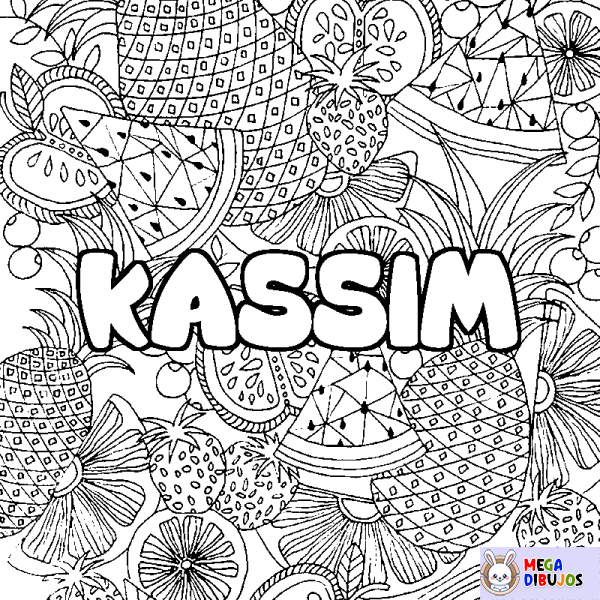 Coloración del nombre KASSIM - decorado mandala de frutas