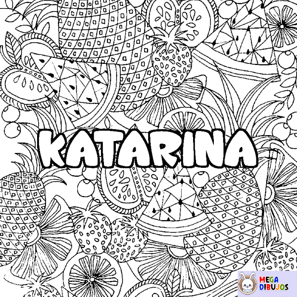 Coloración del nombre KATARINA - decorado mandala de frutas