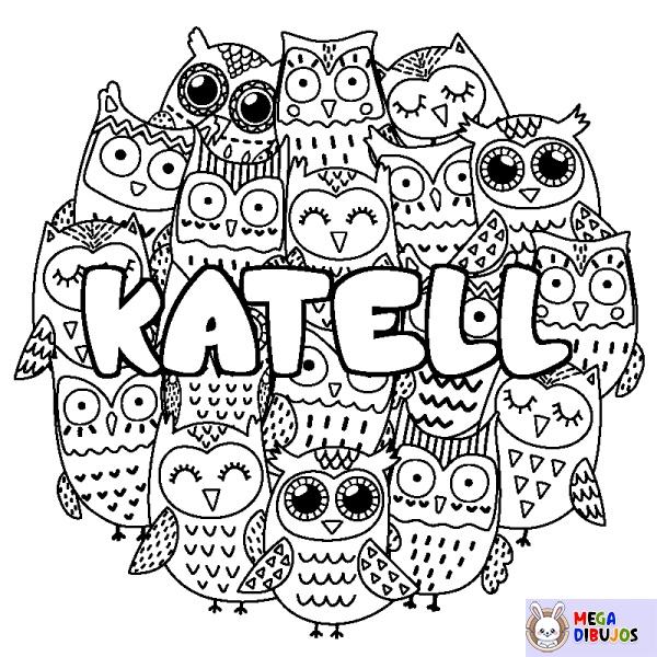 Coloración del nombre KATELL - decorado b&uacute;hos