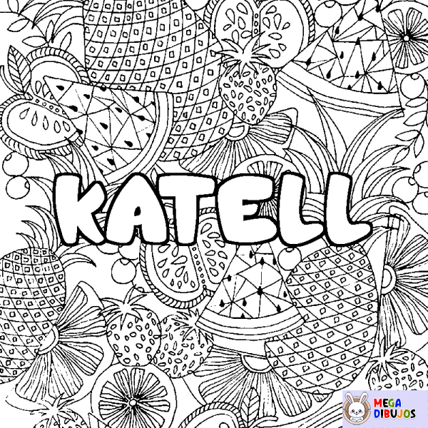 Coloración del nombre KATELL - decorado mandala de frutas