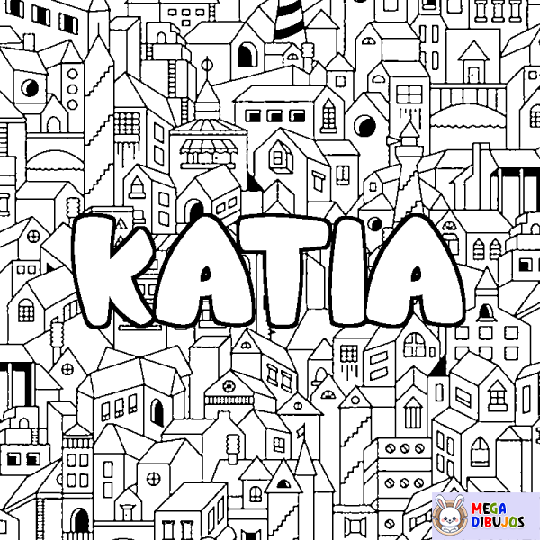 Coloración del nombre KATIA - decorado ciudad