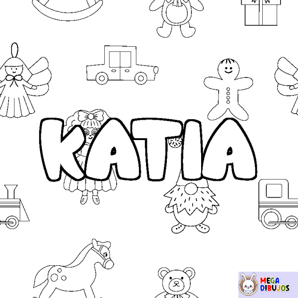 Coloración del nombre KATIA - decorado juguetes