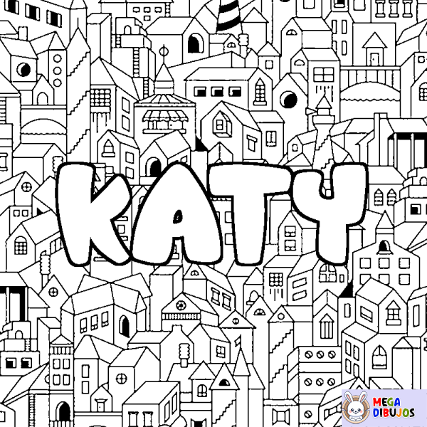 Coloración del nombre KATY - decorado ciudad