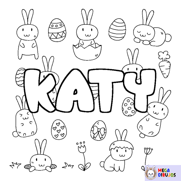 Coloración del nombre KATY - decorado Pascua