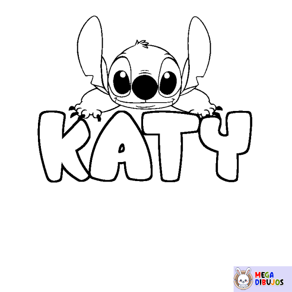 Coloración del nombre KATY - decorado Stitch