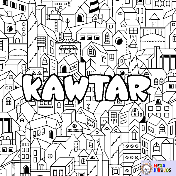 Coloración del nombre KAWTAR - decorado ciudad