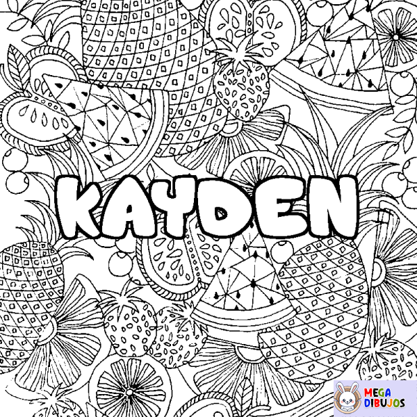 Coloración del nombre KAYDEN - decorado mandala de frutas