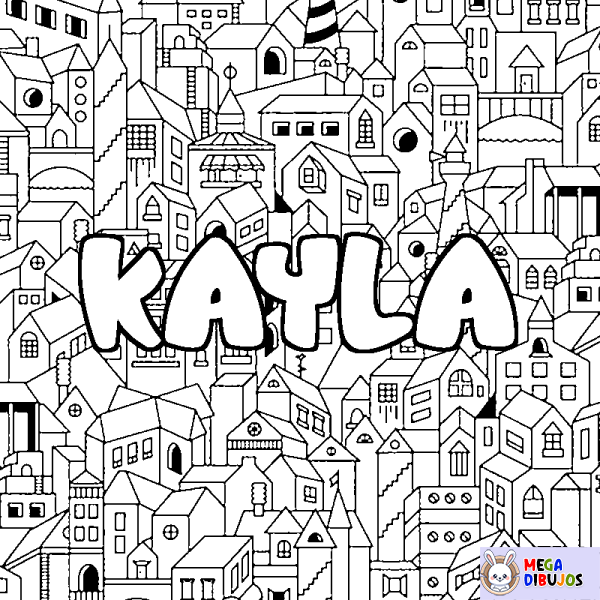 Coloración del nombre KAYLA - decorado ciudad