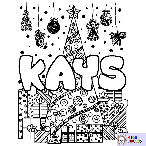 Coloración del nombre KAYS - decorado &aacute;rbol de Navidad y regalos