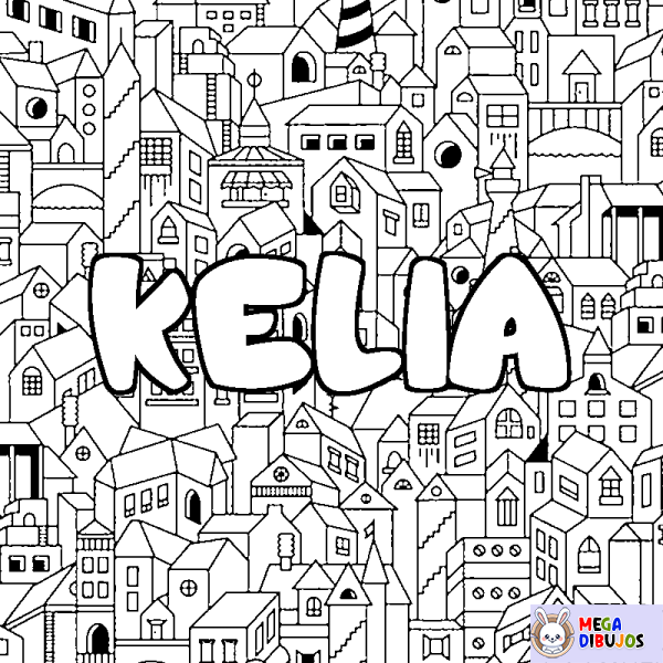 Coloración del nombre KELIA - decorado ciudad