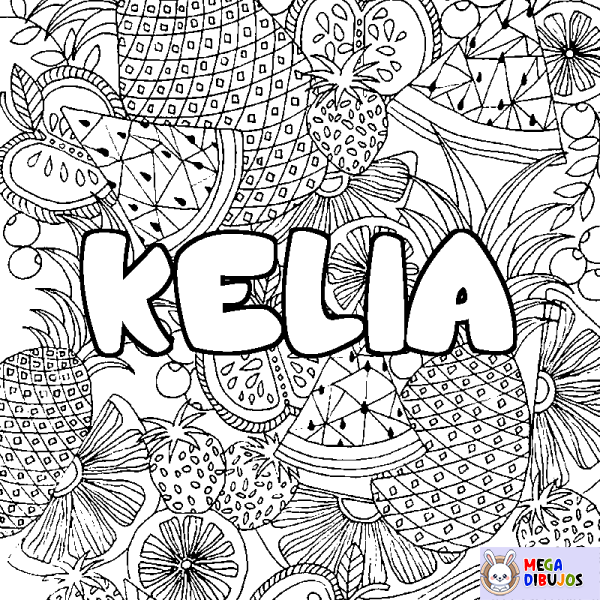 Coloración del nombre KELIA - decorado mandala de frutas