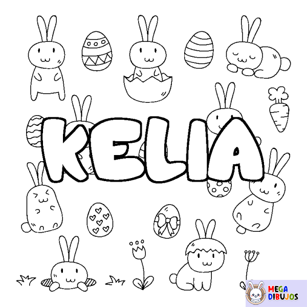 Coloración del nombre KELIA - decorado Pascua