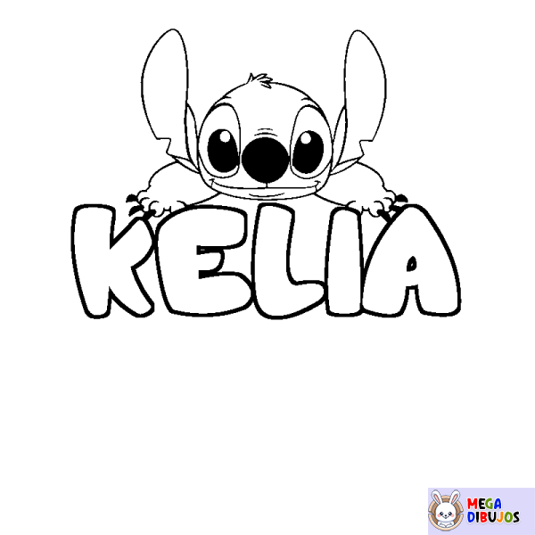 Coloración del nombre KELIA - decorado Stitch