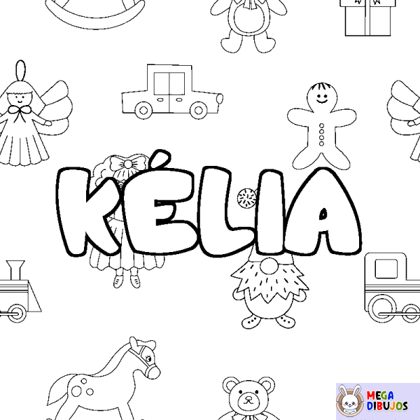 Coloración del nombre K&Eacute;LIA - decorado juguetes