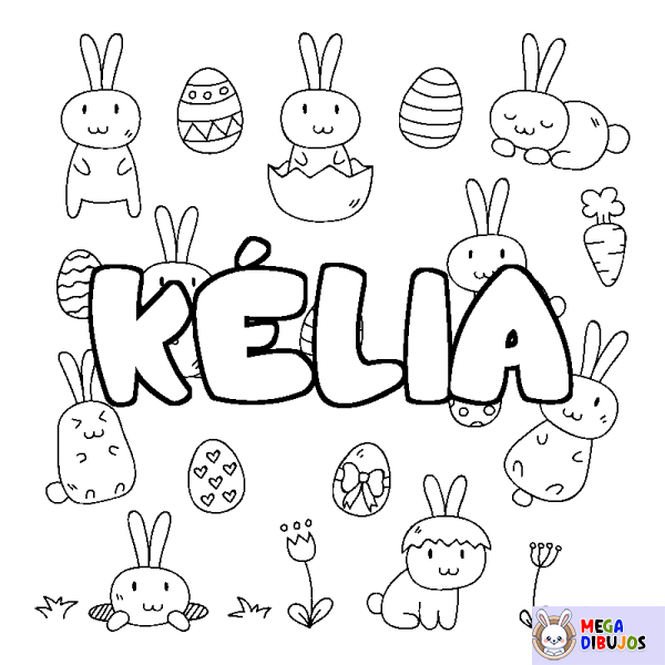 Coloración del nombre K&Eacute;LIA - decorado Pascua