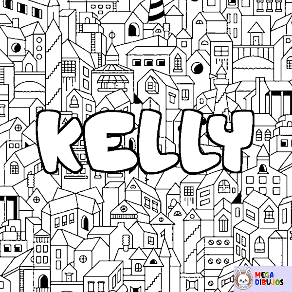 Coloración del nombre KELLY - decorado ciudad