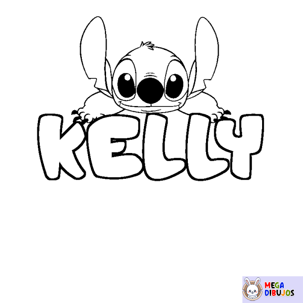 Coloración del nombre KELLY - decorado Stitch