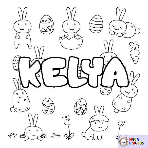 Coloración del nombre KELYA - decorado Pascua