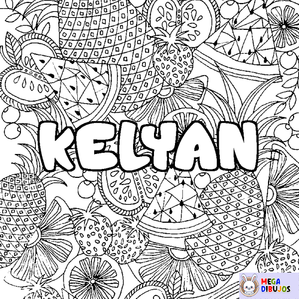 Coloración del nombre KELYAN - decorado mandala de frutas