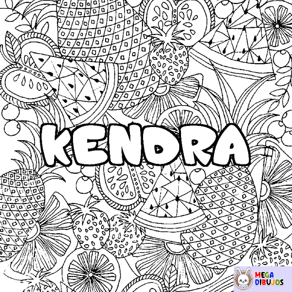 Coloración del nombre KENDRA - decorado mandala de frutas