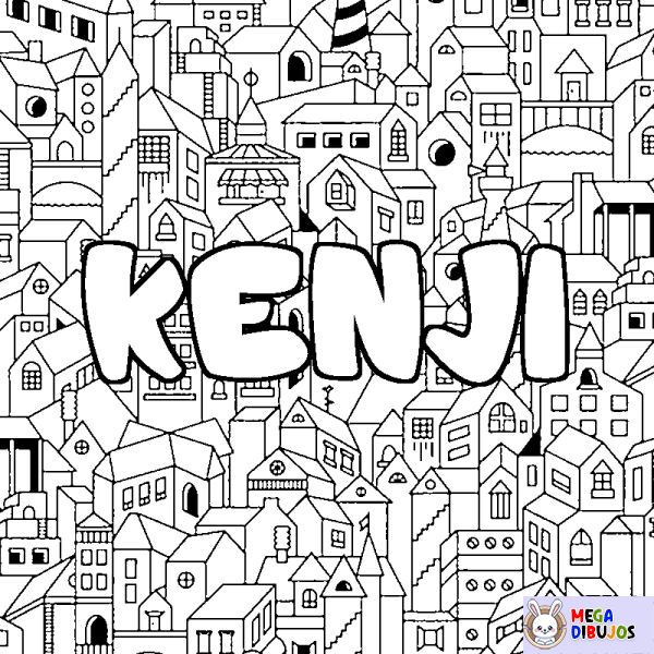 Coloración del nombre KENJI - decorado ciudad