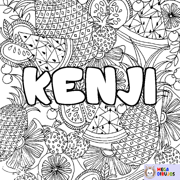 Coloración del nombre KENJI - decorado mandala de frutas