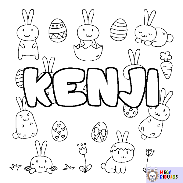 Coloración del nombre KENJI - decorado Pascua