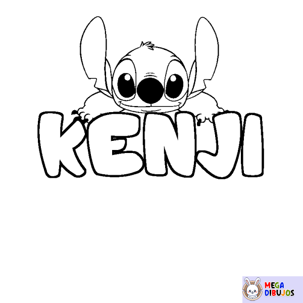 Coloración del nombre KENJI - decorado Stitch