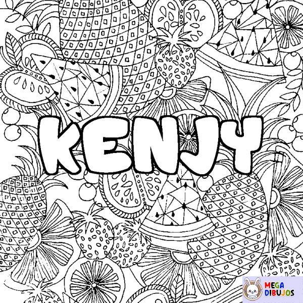 Coloración del nombre KENJY - decorado mandala de frutas