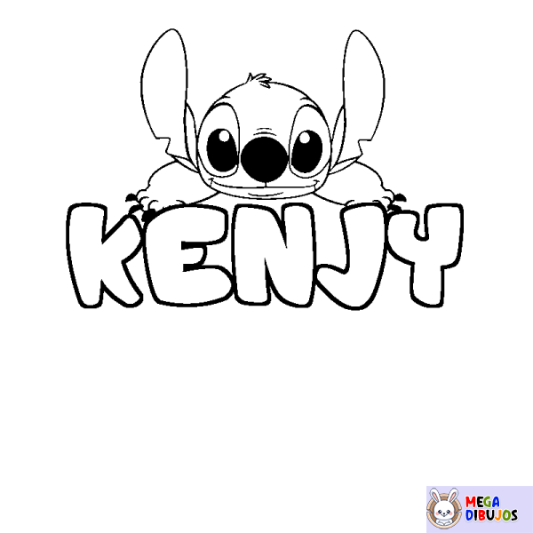 Coloración del nombre KENJY - decorado Stitch