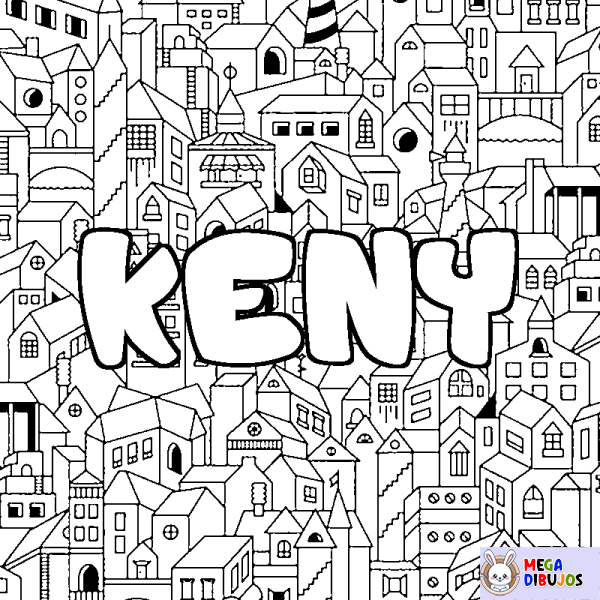 Coloración del nombre KENY - decorado ciudad