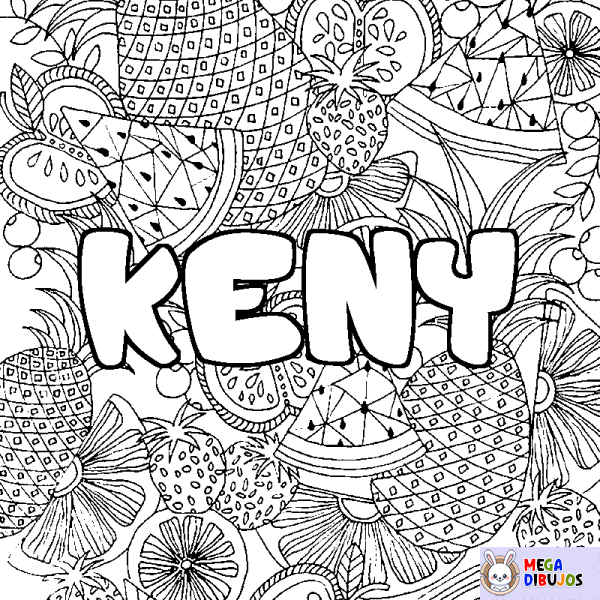 Coloración del nombre KENY - decorado mandala de frutas