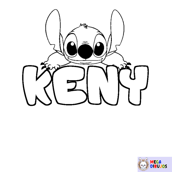 Coloración del nombre KENY - decorado Stitch