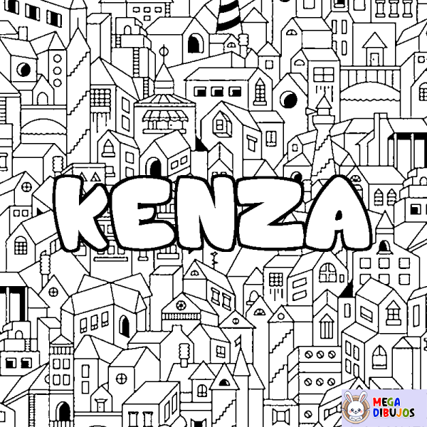 Coloración del nombre KENZA - decorado ciudad