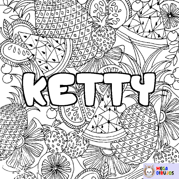 Coloración del nombre KETTY - decorado mandala de frutas