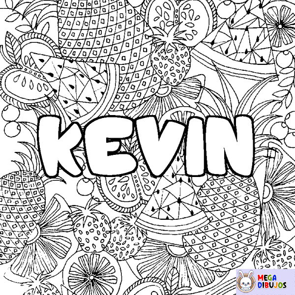 Coloración del nombre KEVIN - decorado mandala de frutas