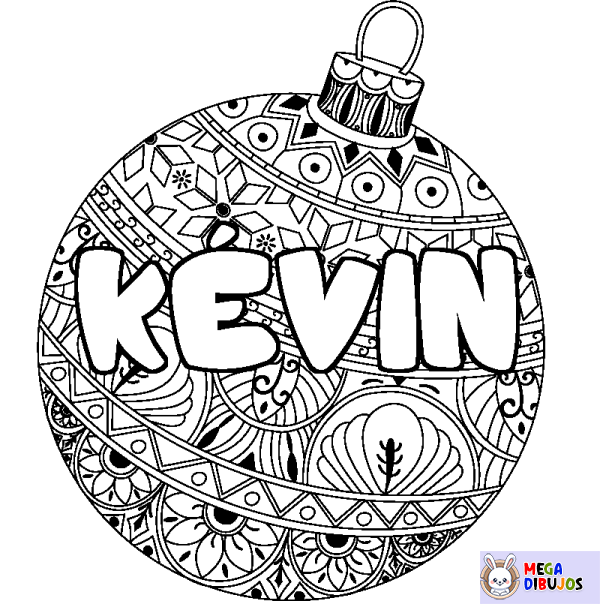 Coloración del nombre K&Eacute;VIN - decorado bola de Navidad