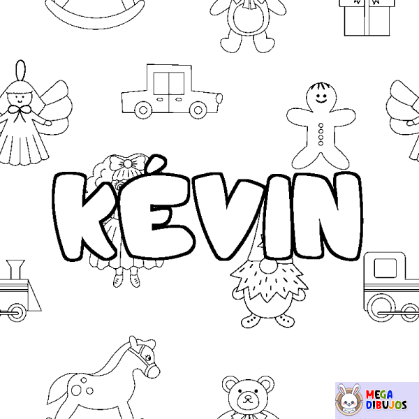 Coloración del nombre K&Eacute;VIN - decorado juguetes