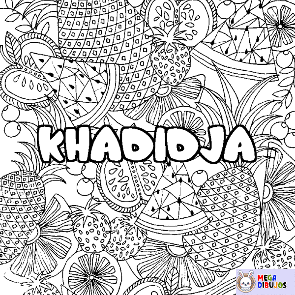 Coloración del nombre KHADIDJA - decorado mandala de frutas