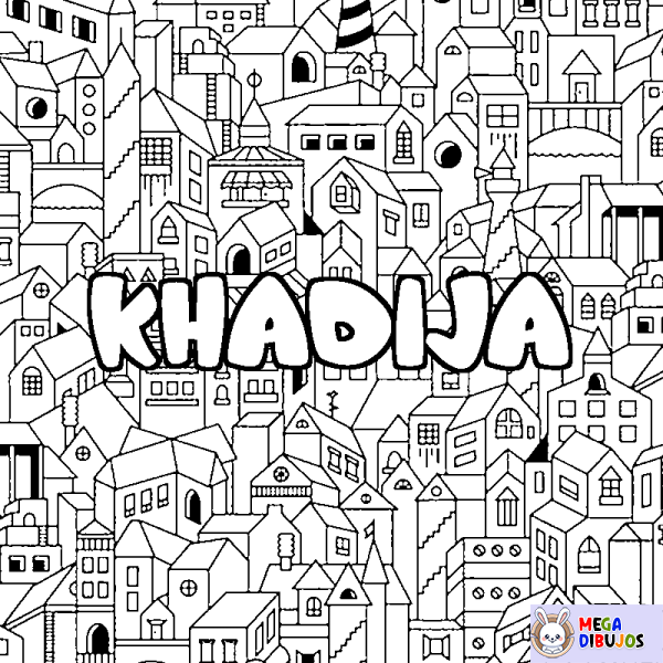 Coloración del nombre KHADIJA - decorado ciudad