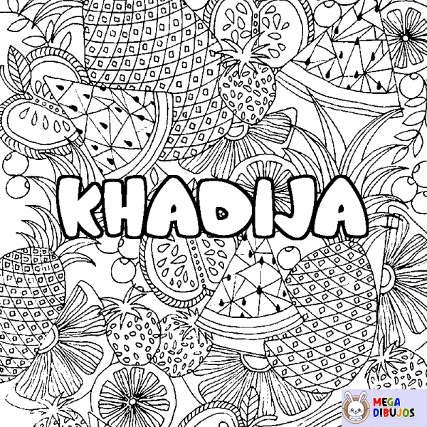 Coloración del nombre KHADIJA - decorado mandala de frutas