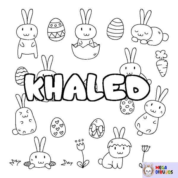 Coloración del nombre KHALED - decorado Pascua