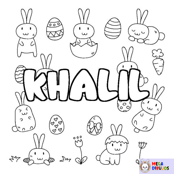 Coloración del nombre KHALIL - decorado Pascua