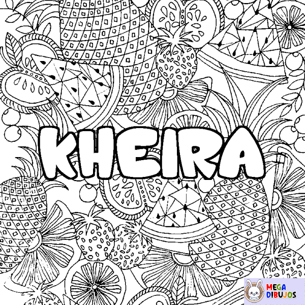 Coloración del nombre KHEIRA - decorado mandala de frutas