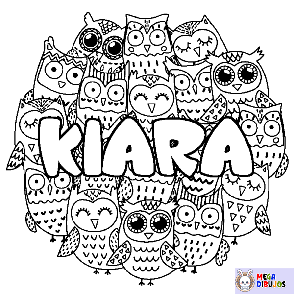 Coloración del nombre KIARA - decorado b&uacute;hos