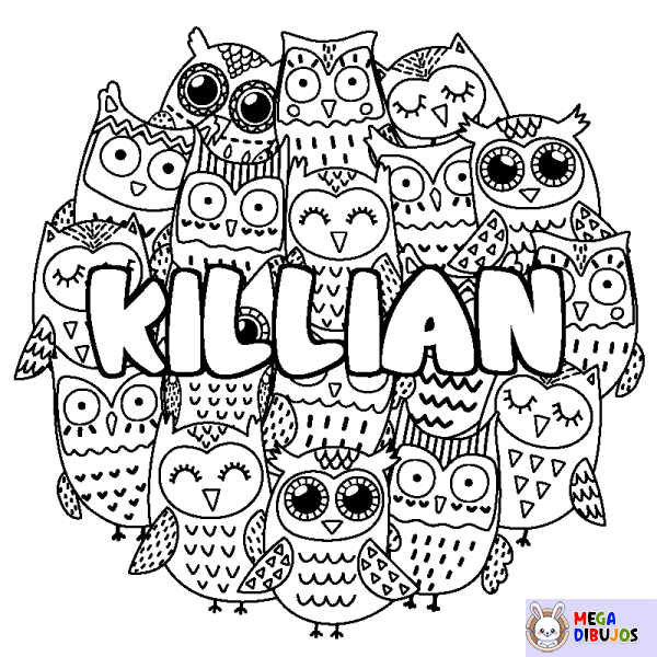 Coloración del nombre KILLIAN - decorado b&uacute;hos