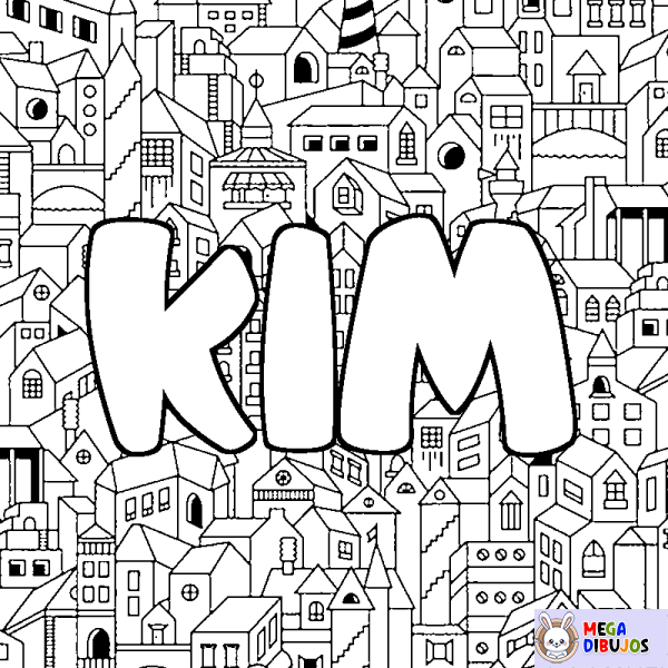 Coloración del nombre KIM - decorado ciudad