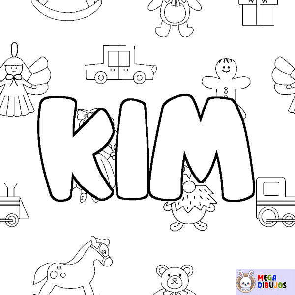 Coloración del nombre KIM - decorado juguetes