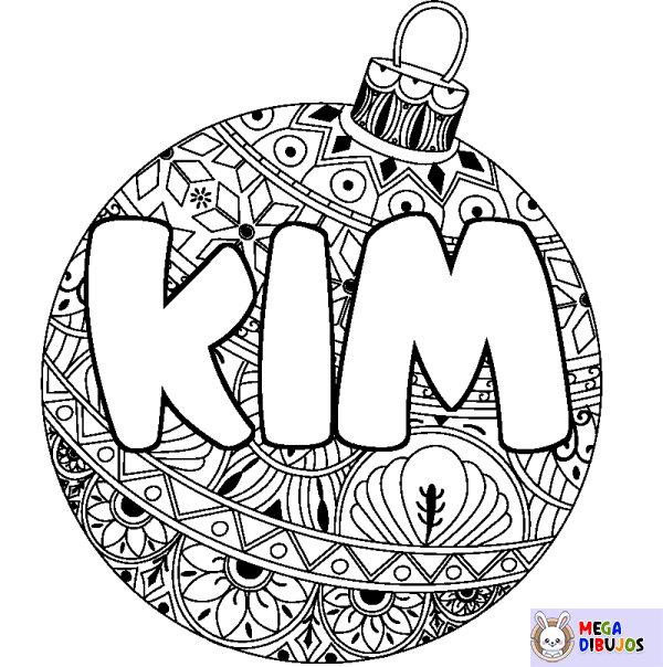 Coloración del nombre KIM - decorado bola de Navidad